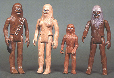 Chewbacca, sa femme Malla, leur fils Lumpy et le grand-père Itchy