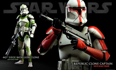 star wars sideshow collectibles clone trooper 12 pouces clone captain AOTC ROTS 442eme batallion