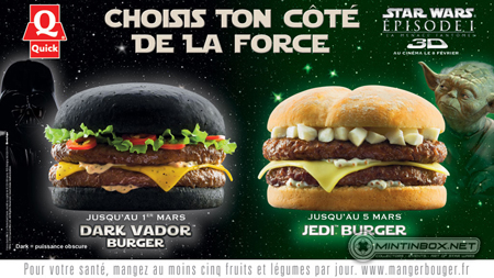 star wars Quick sandwich dark burger jedi burger