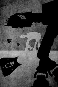 star wars artwork minimalist black and white AT-AT chasseur TIE Millenium Falcon