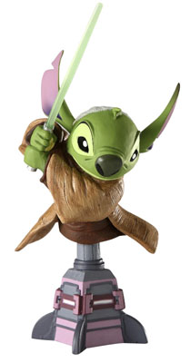 star wars disney polystone buste stitch as yoda star wars week end