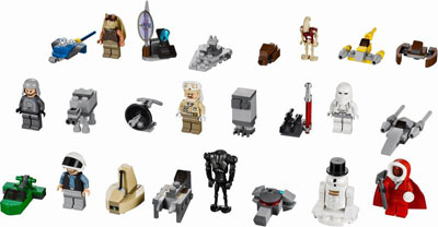 star wars lego calendar calendrier 2012 contenue mini-fig vaisseaux