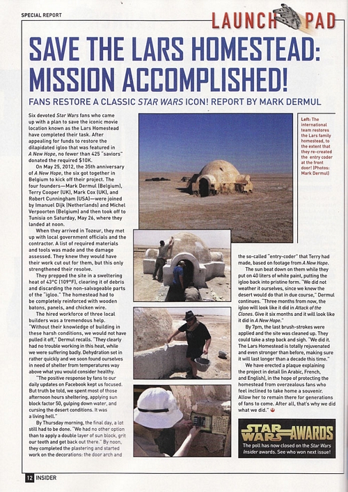 Save the Lars Homestead in Star Wars Insider magazine