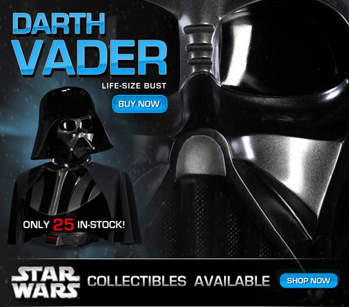 star wars sideshow collectibles darth vader life size bust back in stock