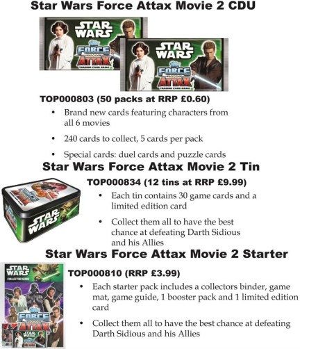 star wars topps trading cards carte a collectionner force attax movie film serie 2