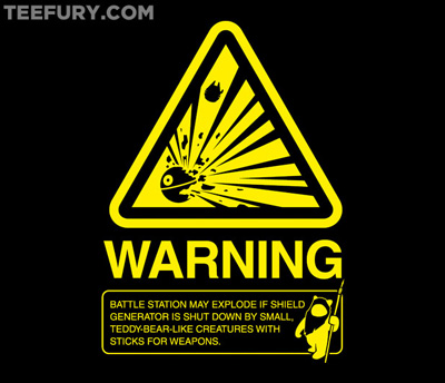 star wars teefury Empire Warning label teeshirt