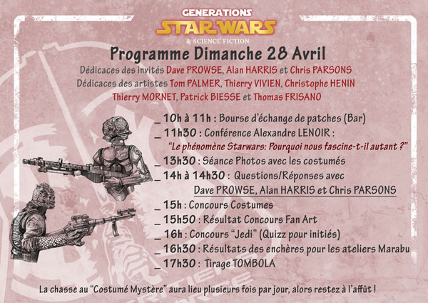 star wars event generation star wars et sicence fiction programme samedi dimanche avril 2013