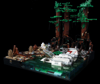 star wars lego diorama MOC MOCEUR dagobah X-Wng crash yoda light-up