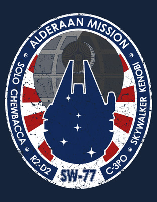 star wars tee shirt mission SW-77 alderaan mission faucon millenium