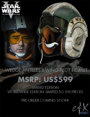 star wars efx collectibles wedge antilles x-wing pilote helmet casque replica