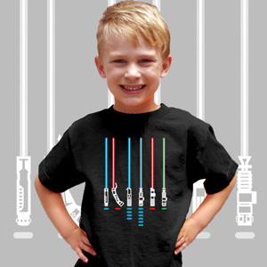 star wars tee shirt kids enfants lightsaber sabre laser