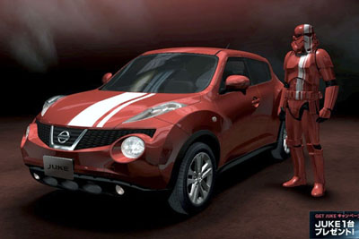 star wars nissan juke edition special stromtrooper red rouge statue