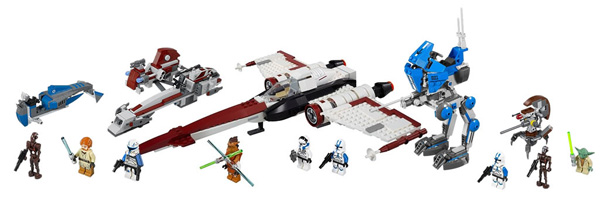 star wars lego 3-pack the clone wars  75002 AT-RT, 75004 Z-95 Headhunter et 75012 BARC Speeder with Sidecar