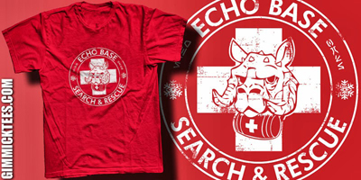 star wars tee shirt gimmicktees AT-AT AC DC search and rescu hoth taun-taun red cross
