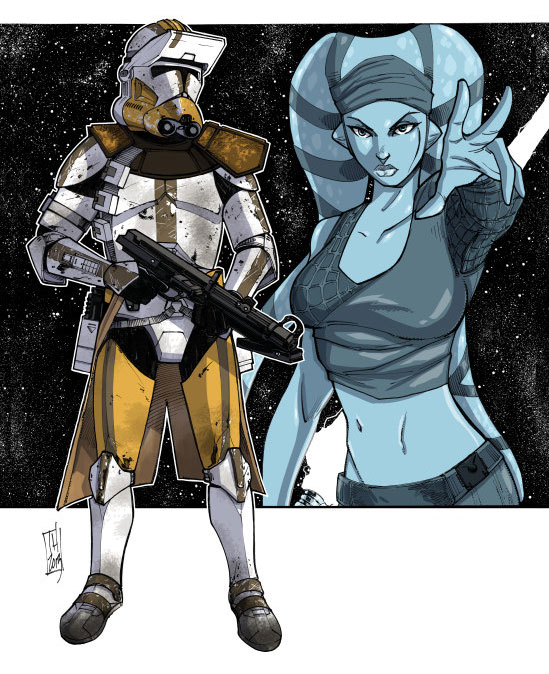 Star Wars Tom Hodges Commander Bly and Aayla Secura print