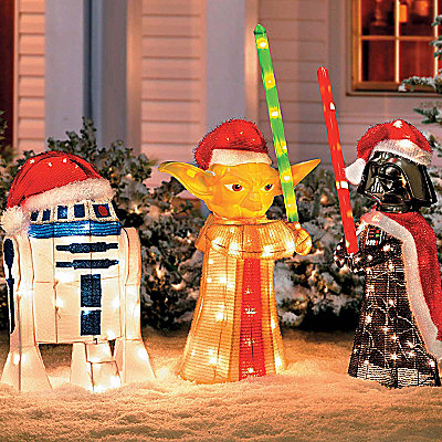 star wars decoration noel exterieur outside christmas holidays darth vader yoda R2-D2