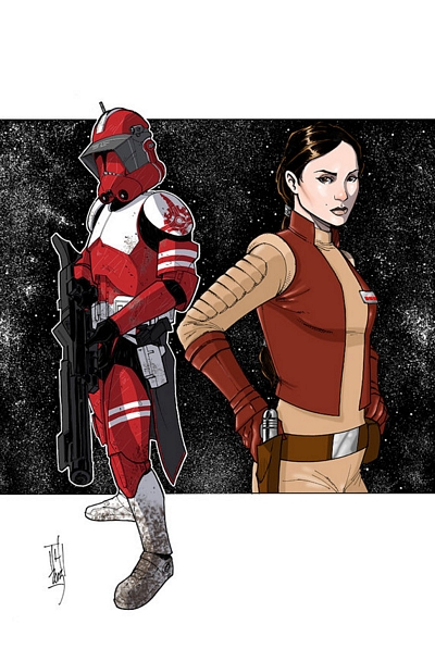 Star Wars Tom Hodges Clone Commander Fox and Padme