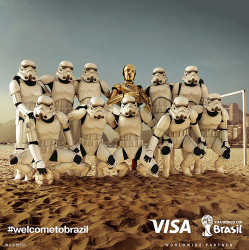 star wars visa credit card football world cup coupe du monde de foot pub c-3PO stromtrooper