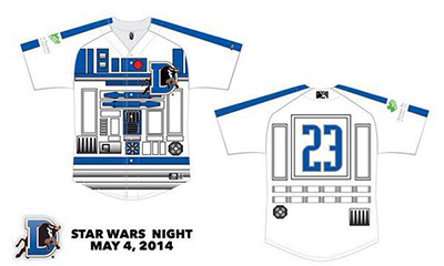 star wars 4th may star wars night baseball durham bulls jersey R2-D2