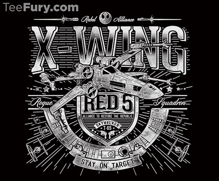 star wars tee-shirt teefury x-wing red 5