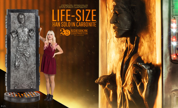 star wars sideshow collectibles han solo in carbonite life size figure preview