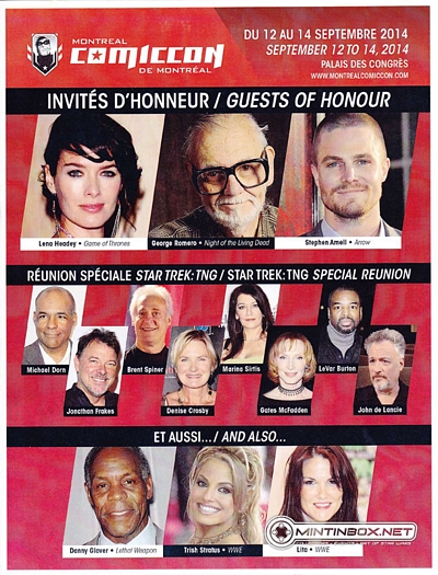 Montreal Comiccon 2014 guests