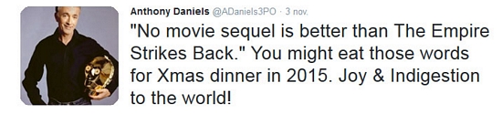 Star Wars Anthony Daniels Tweet